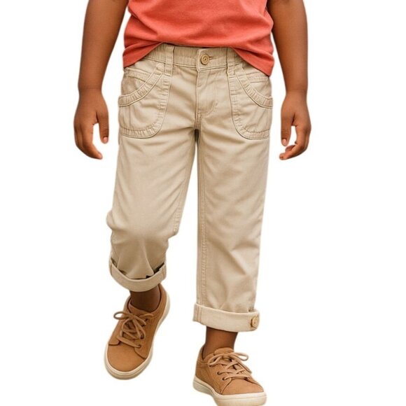 Children’s Place Size 5 Cargo Pants Girls Beige Convertible Adjustable Waist - Picture 1 of 10